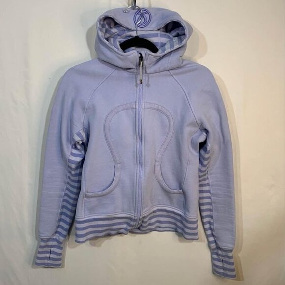 LULULEMON scuba hoodie. Size 8. Purple. Embroidered quote in hood. New condition - Picture 1 of 8